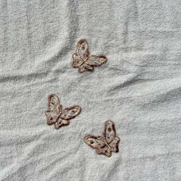 Vintage Cream Butterfly Bath Towels 2pc - Picture 3 of 5